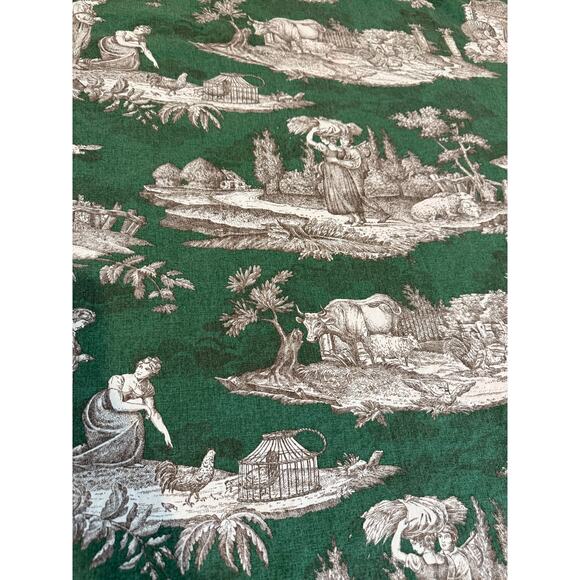 Williams Sonoma French Country Tablecloth Green Toile de Jouy Bretagna - Picture 3 of 5